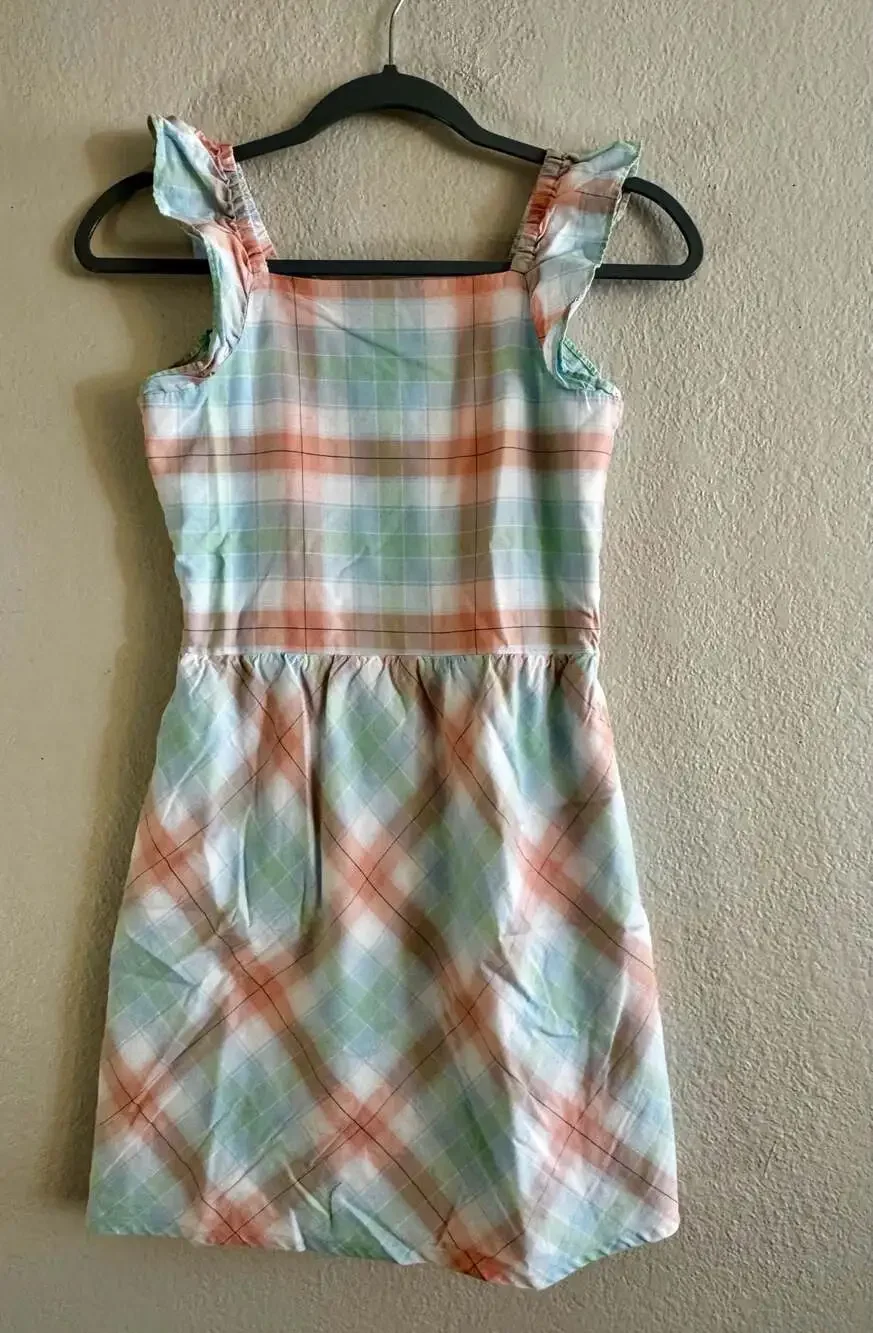 Carter’s Girls Size 12 Pastel Plaid Ruffle Strap Dress
